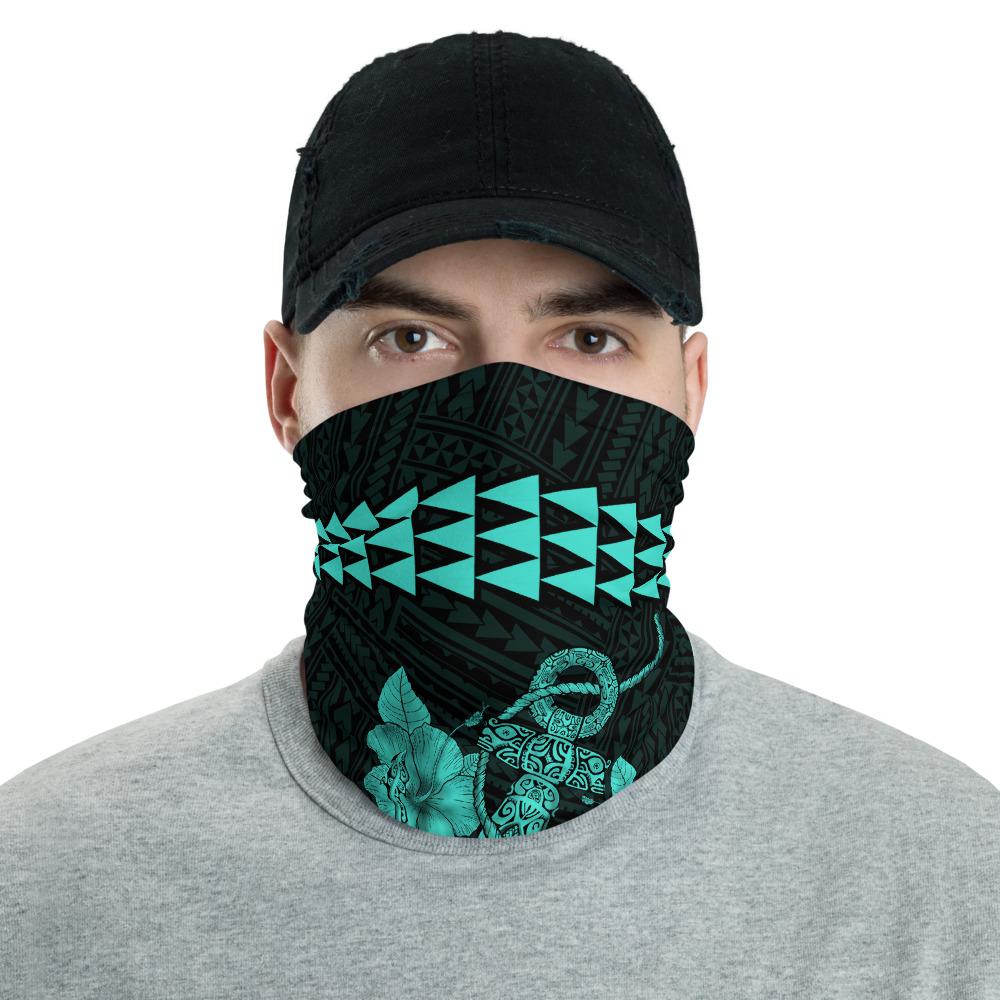 Hawaii Bandana Kakau Polynesian Anchor Neck Gaiter - Turquoise Turquoise One Size - Polynesian Pride