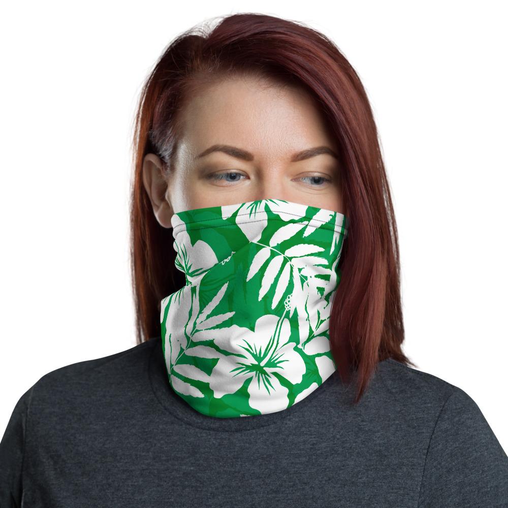 Traditional Hibiscus Green Unisex Neck Gaiter One Size Art - Polynesian Pride