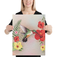 Hibiscus Bird Canvas 16x20 Canvas White - Polynesian Pride
