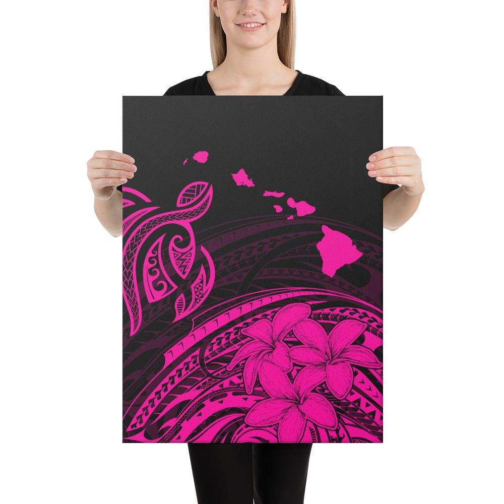 Hawaii Turtle Polynesian Map Plumeria Pink Canvas 18x24 Canvas Pink - Polynesian Pride