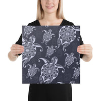 Turtle Pattern Wonderfull Canvas 16x16 Canvas White - Polynesian Pride