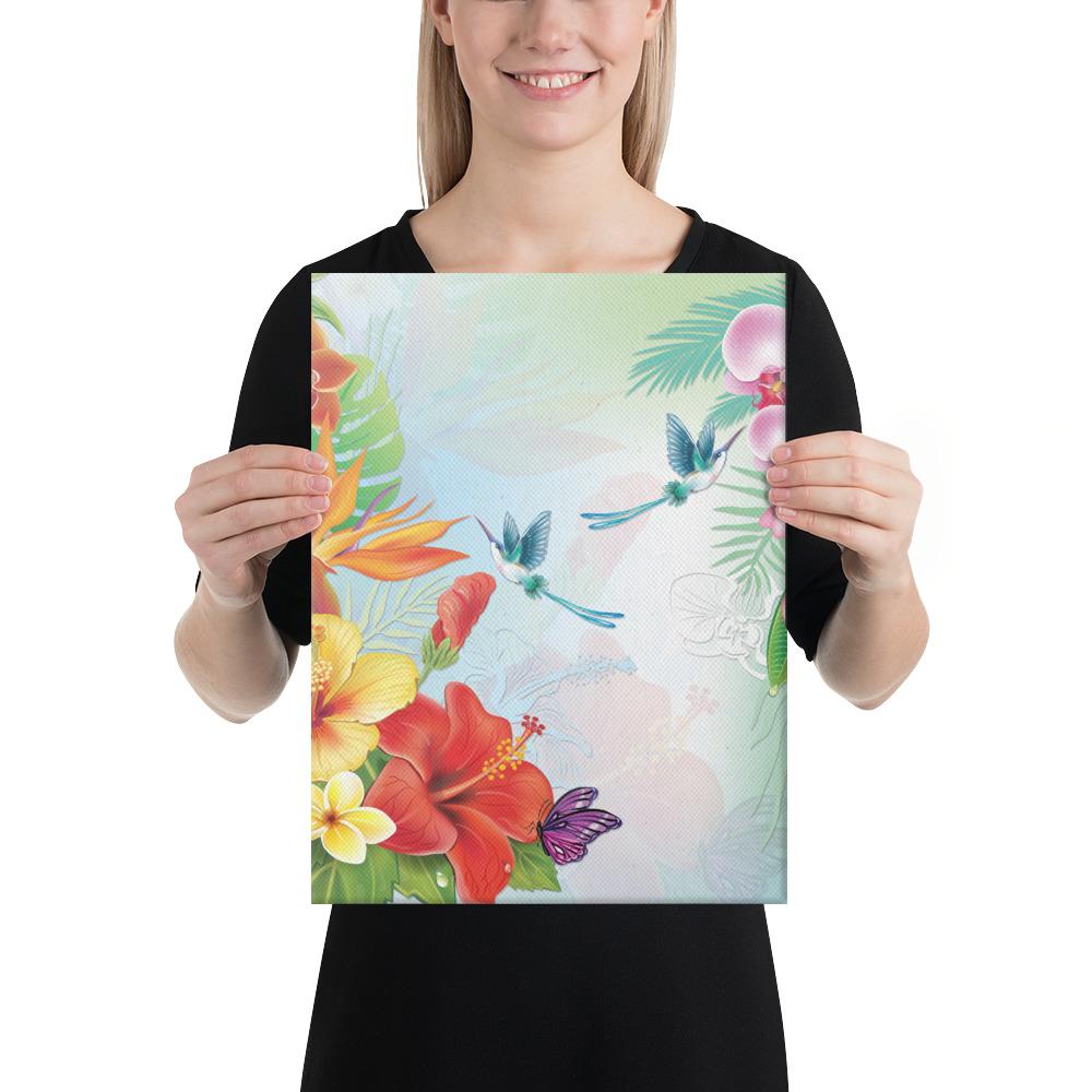 Hibiscus In Jung Canvas 12x16 Canvas White - Polynesian Pride