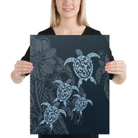 Plumeria Polynesian Deep Sea Hawaii Turtle Canvas 16x20 Canvas White - Polynesian Pride