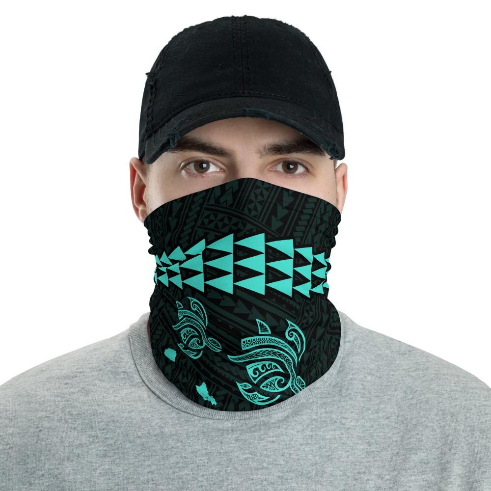 Hawaii Bandana Kakau Polynesian Three Turtle Map Neck Gaiter - Turquoise Turquoise One Size - Polynesian Pride