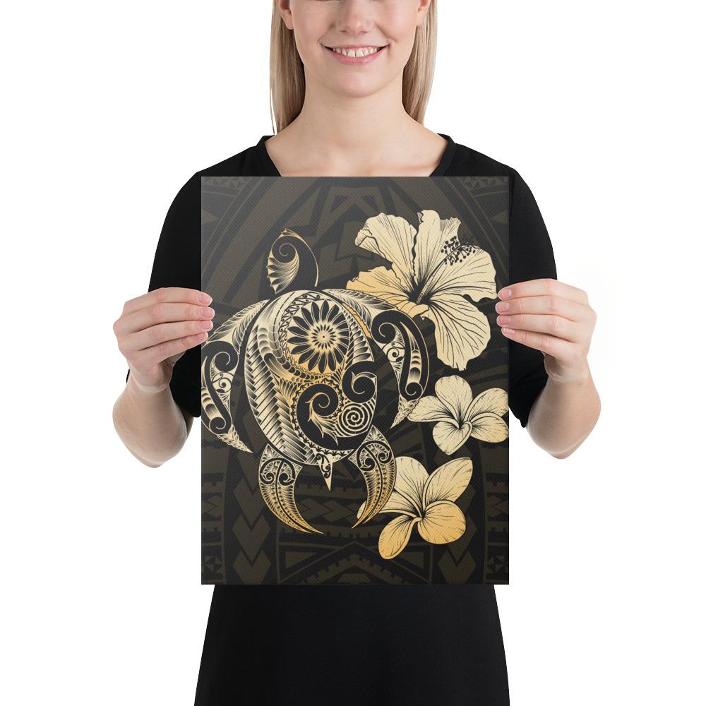 Hibiscus Plumeria Mix Polynesian Turtle Canvas 12x16 Canvas White - Polynesian Pride