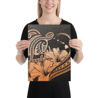 Hawaii Turtle Map Polynesian Orange Canvas 12x16 Canvas White - Polynesian Pride