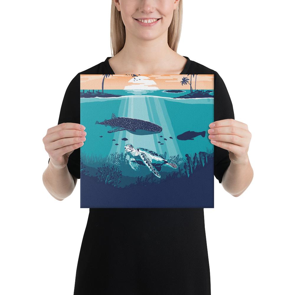 Sea Sunset Canvas 12x12 Canvas White - Polynesian Pride