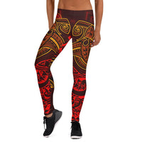 American Samoa Leggings - Red Shark Polynesian Tattoo - Polynesian Pride