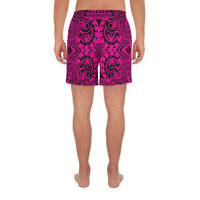 Polynesian Kakau Turtle Pink Men's Athletic Long Shorts - Polynesian Pride