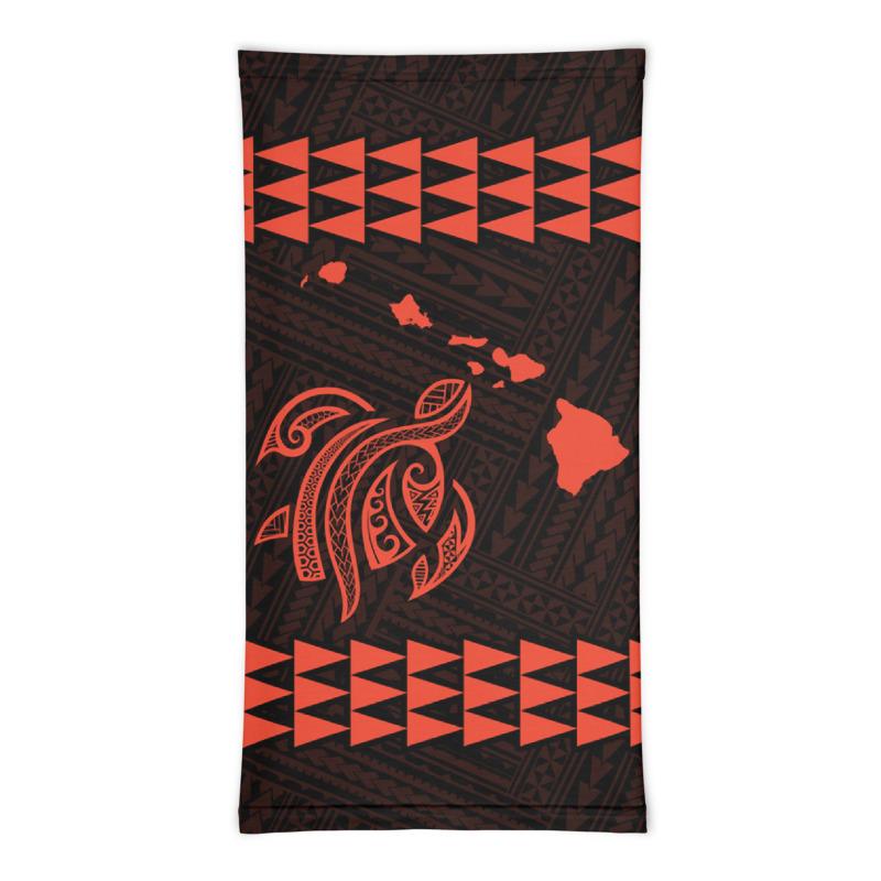Hawaii Bandana Kakau Polynesian Turtle Map Neck Gaiter - Orange - Polynesian Pride