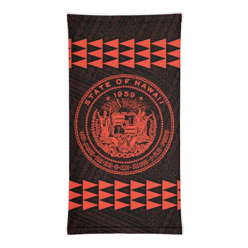Hawaii Bandana Kakau Polynesian Coat Of Arms Neck Gaiter - Orange - Polynesian Pride
