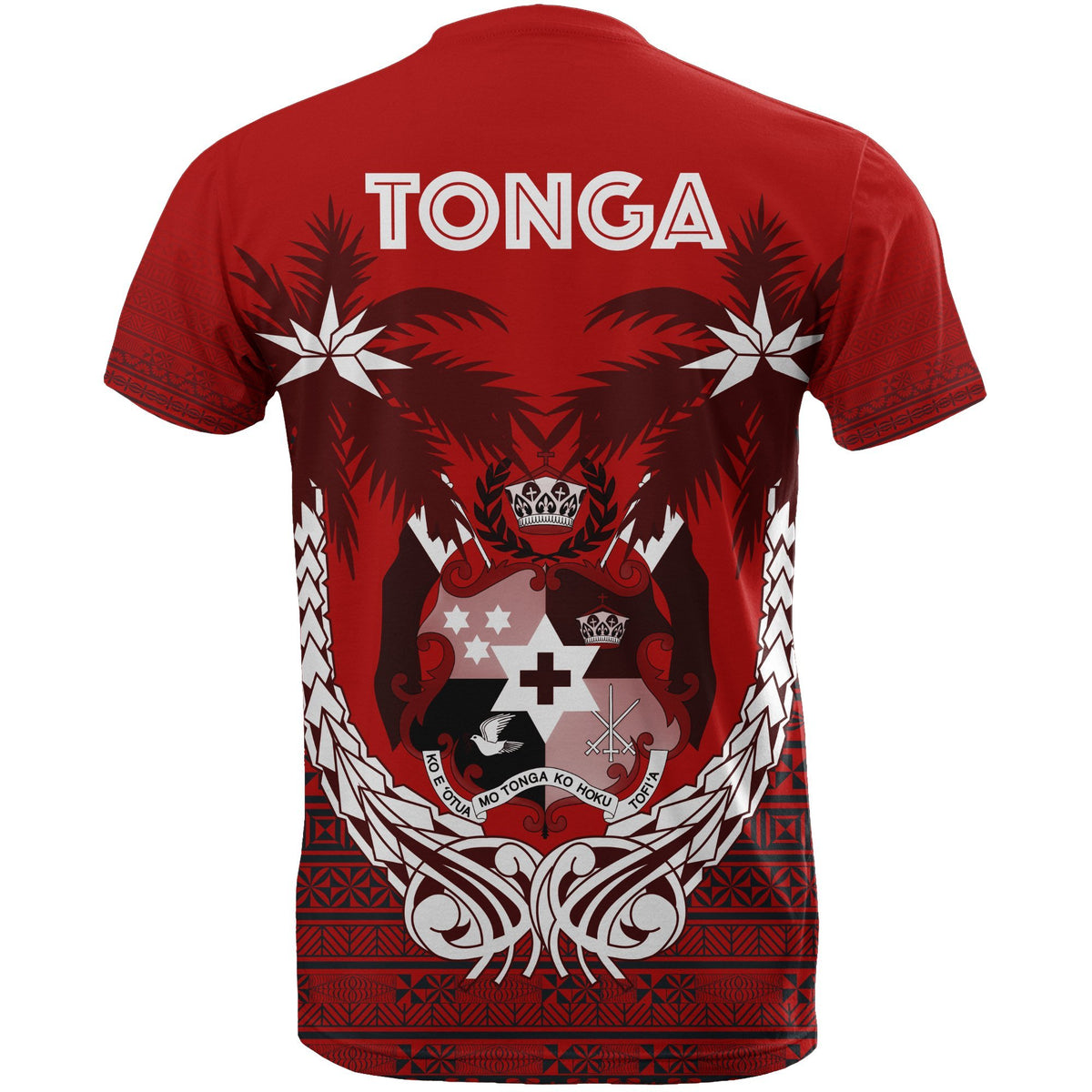 Tonga Polynesian T Shirt Tonga Coat of Arms Coconut Tree A02 - Polynesian Pride