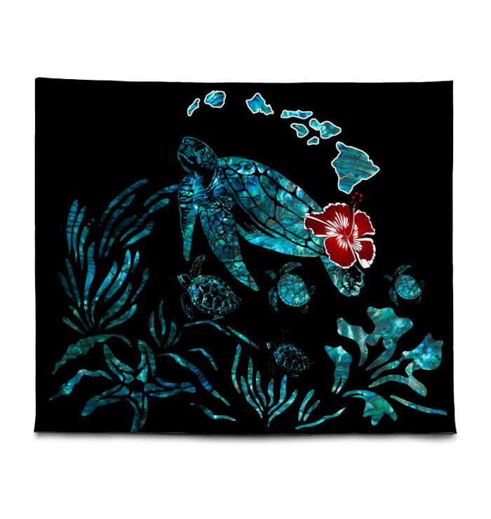 Hawaii Ohana Honu Paua Shell Tapestry - AH - Polynesian Pride