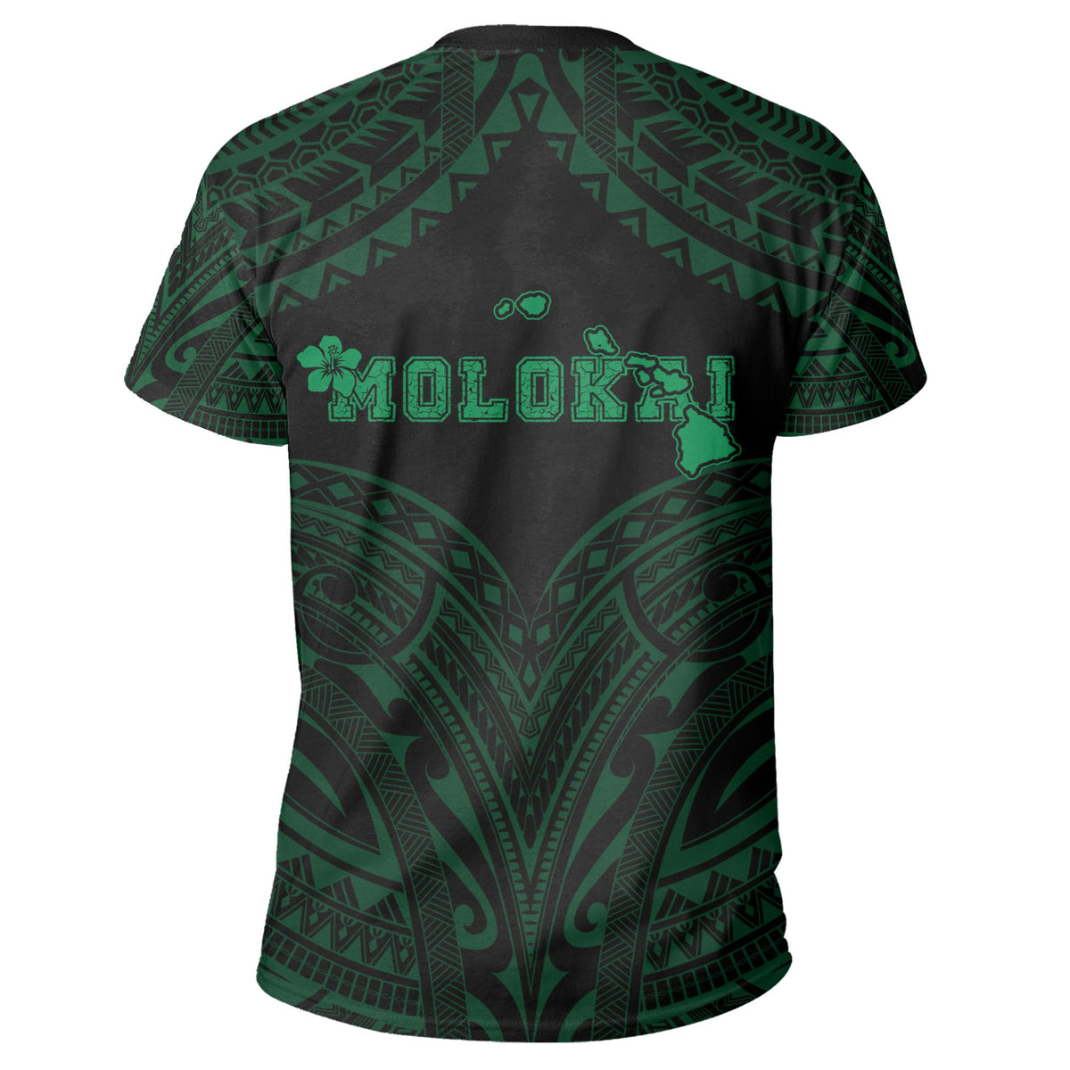 Hawaiian Kanaka Map Polynesian Molokai T Shirt Green Brad Style - Polynesian Pride