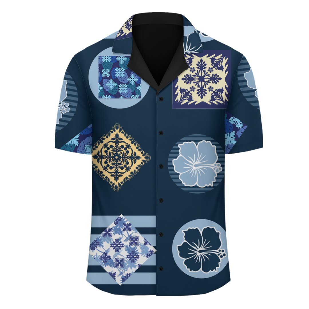 (Personalized) Hawaii Royal Pattern - Hawaiian Shirt - Cade Style - Indigo - Polynesian Pride