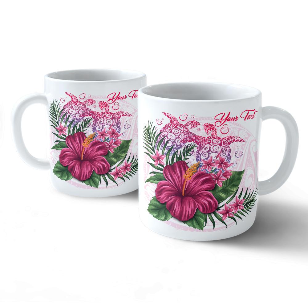 Personalized Hawaii Turtle Hibiscus Flower Polynesian Mug - Dulcie Style - AH 11oz Ceramic Mug White - Polynesian Pride