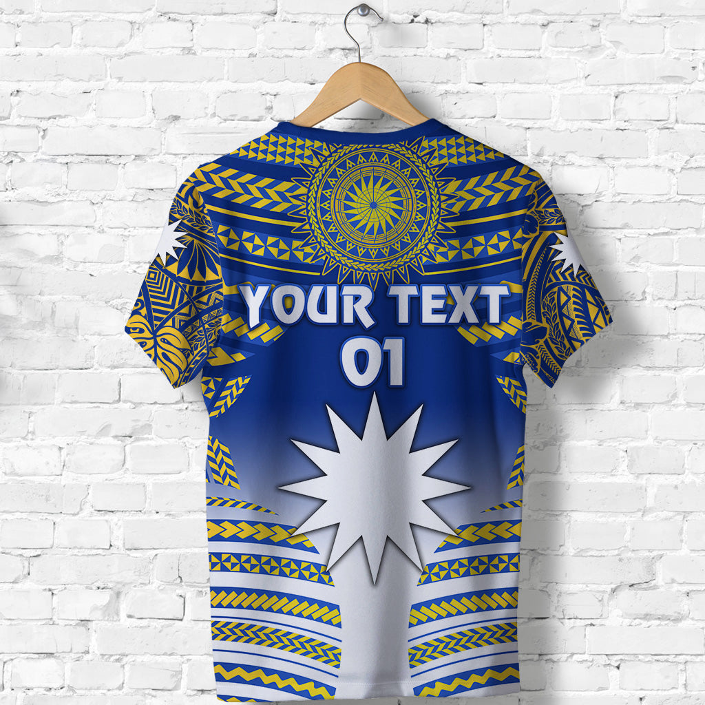 Custom Nauru Polynesian Flag T Shirt Creative Style Blue NO.1, Custom Text and Number LT8 - Polynesian Pride