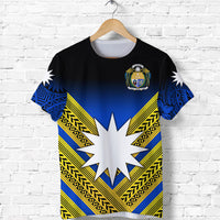 Custom Nauru Polynesian Flag T Shirt Creative Style Gradient Blue, Custom Text and Number LT8 - Polynesian Pride