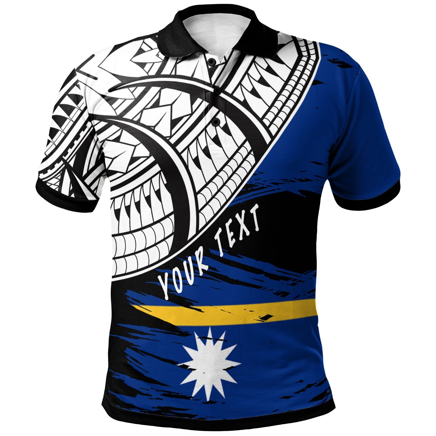 Nauru Custom Polo Shirt Nauru Flag Style With Claw Pattern Unisex Blue - Polynesian Pride