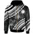 Nauru Zip Hoodie Palm Leaf Texture Black Unisex Black - Polynesian Pride