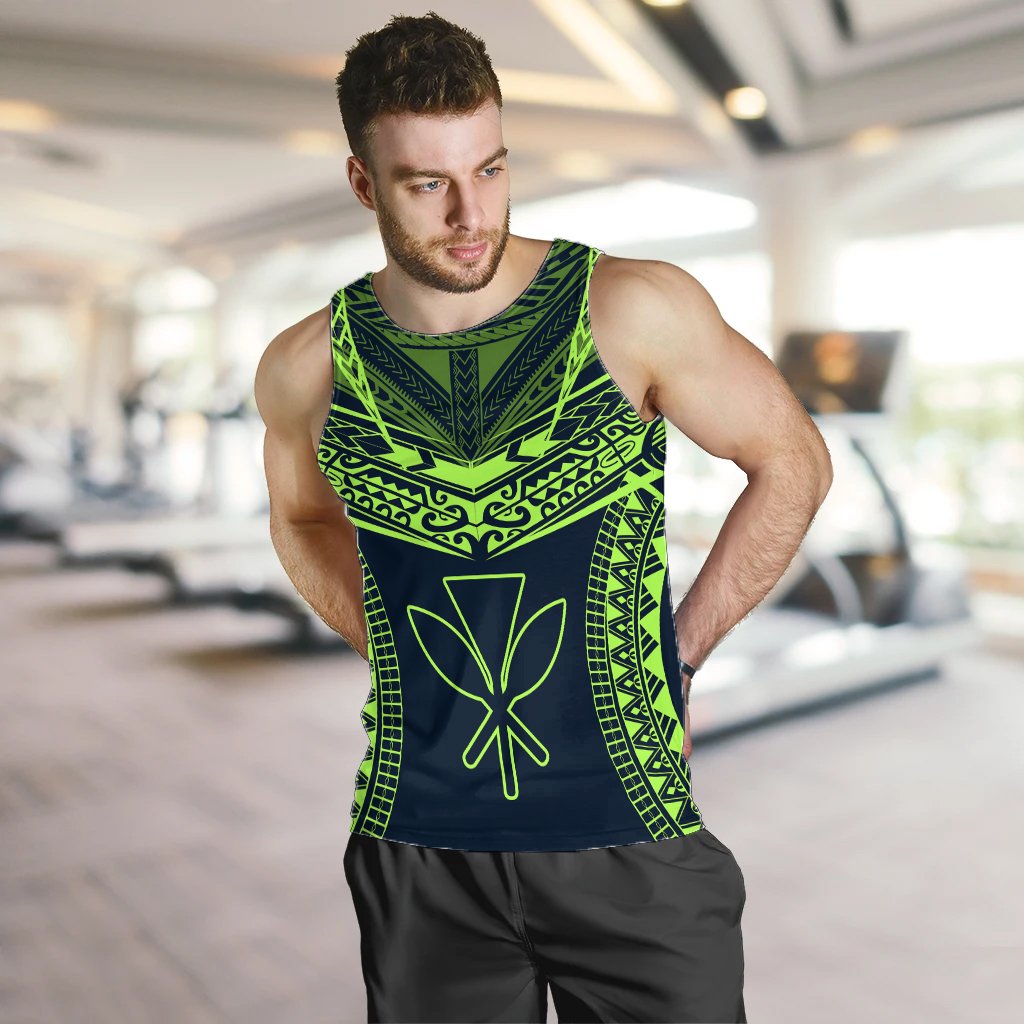 Hawaiian Kanaka Map Football Jersey Men's Tank Top - Navy - Roger Style - AH - Polynesian Pride