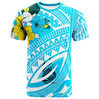New Caledonia T Shirt Polynesian Pattern Aquamarine Stone Color Unisex Blue - Polynesian Pride