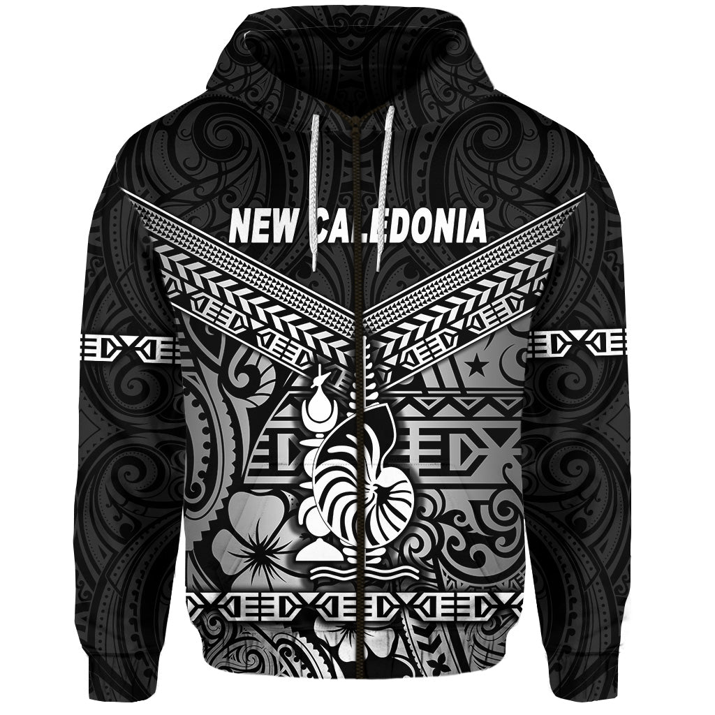 Custom New Caledonia Zip Hoodie Simple Style Black LT8 - Polynesian Pride