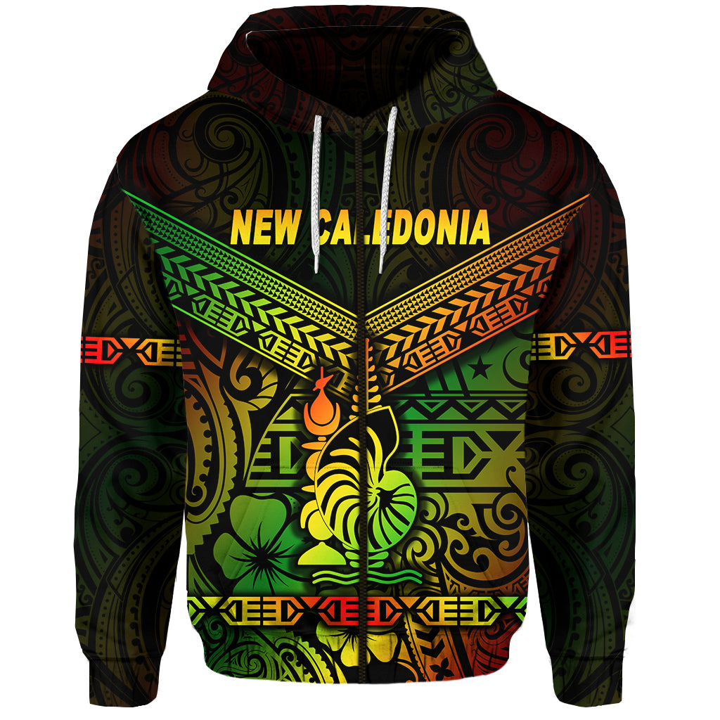Custom New Caledonia Zip Hoodie Simple Style Reggae LT8 - Polynesian Pride