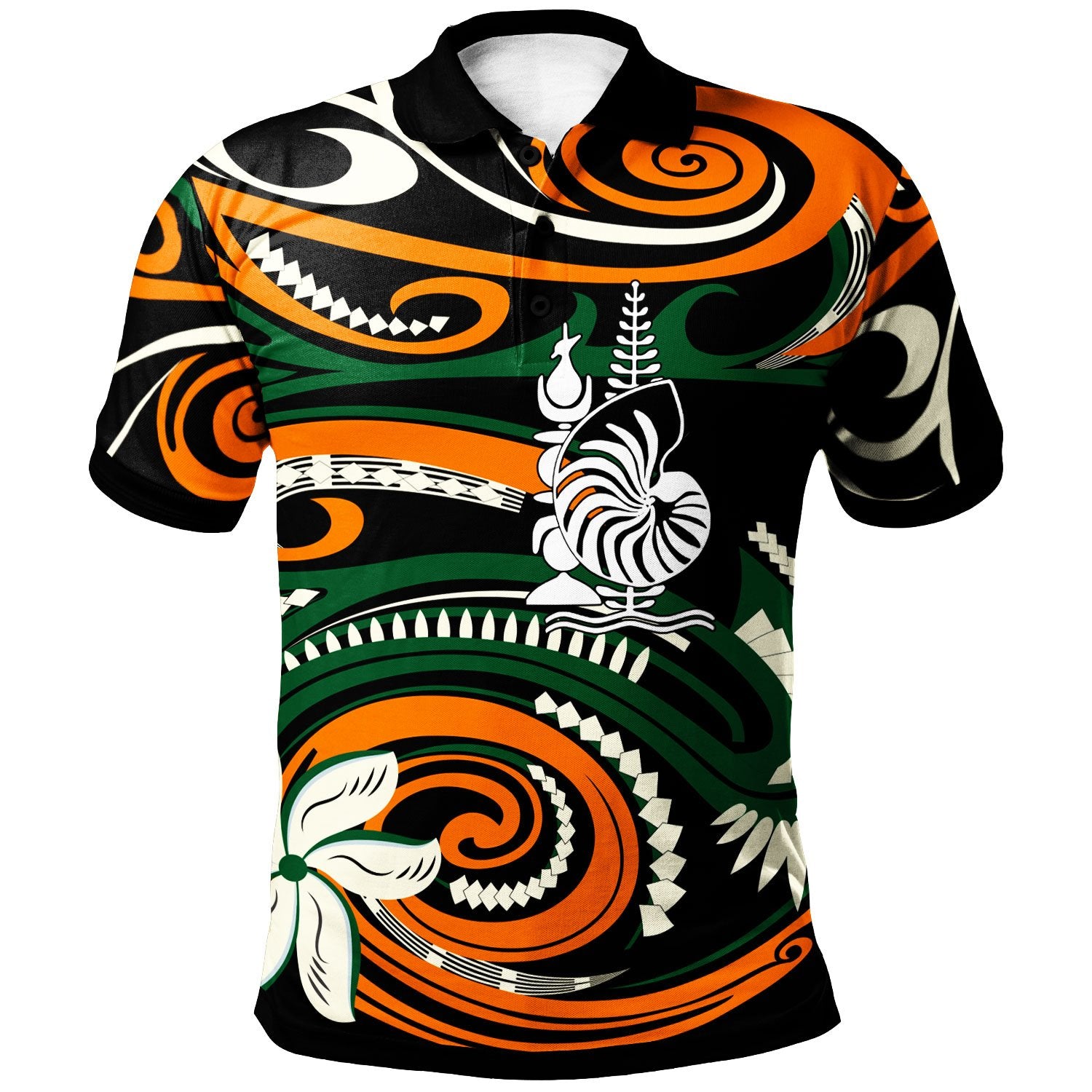 New Caledonia Polo Shirt Vortex Style Unisex Orange - Polynesian Pride