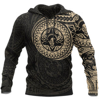 Hoodie Polynesian The Stylized Bird and Tiger Tattoo Style Unisex Gold - Polynesian Pride