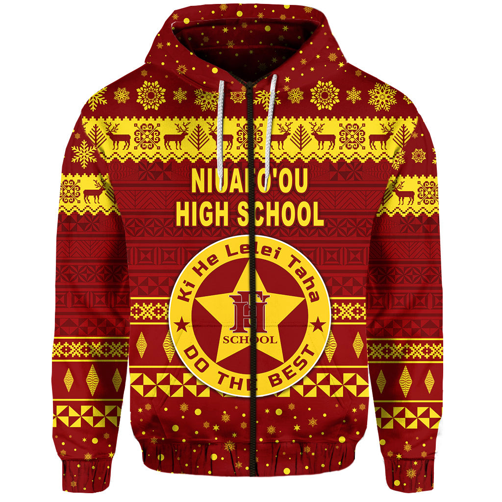 Custom Niuafoou High School Christmas Zip Hoodie Simple Style LT8 - Polynesian Pride