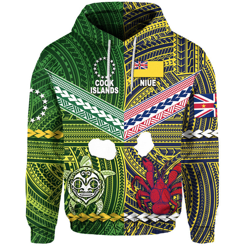 Cook Islands Niue Hoodie Polynesian Together LT8 Hoodie Green - Polynesian Pride