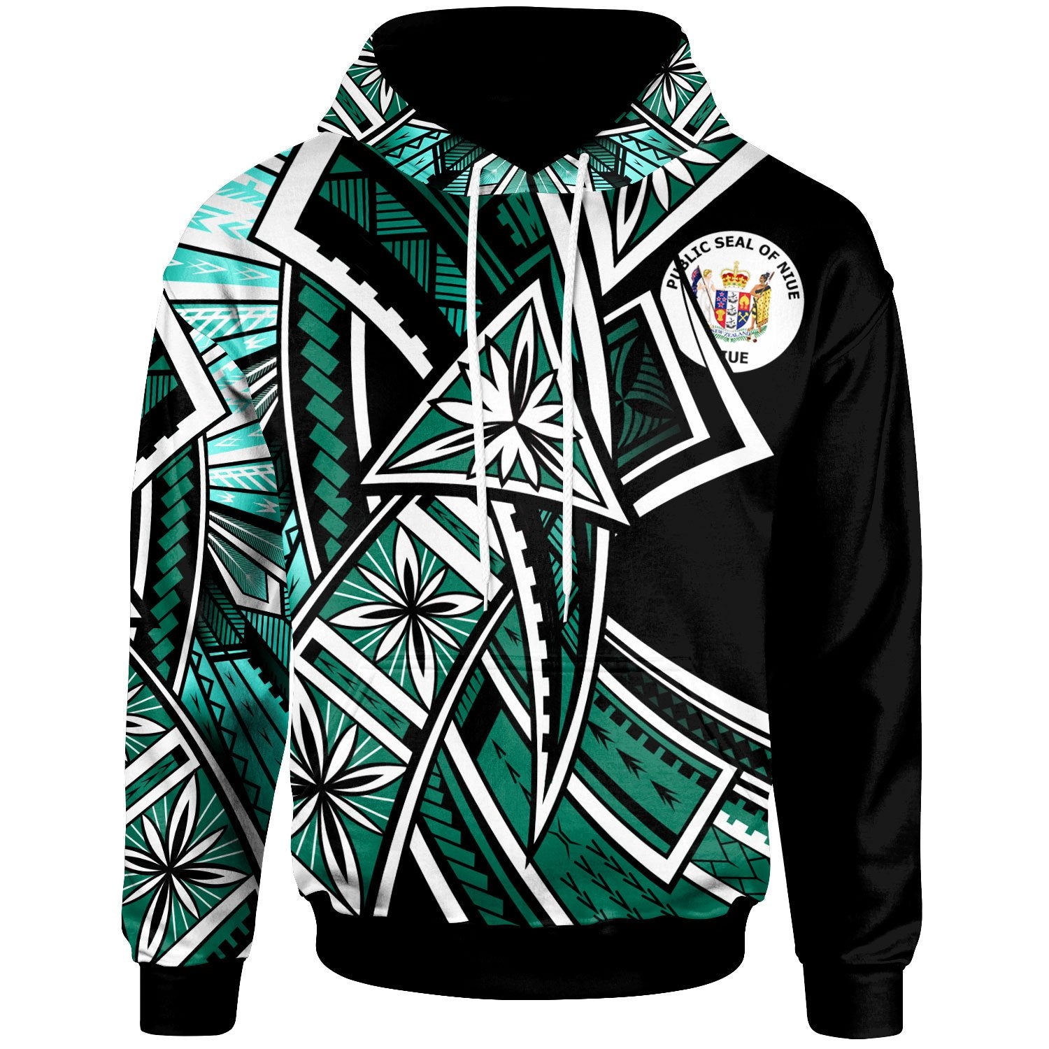 Niue Hoodie Tribal Flower Special Pattern Green Color Unisex Green - Polynesian Pride