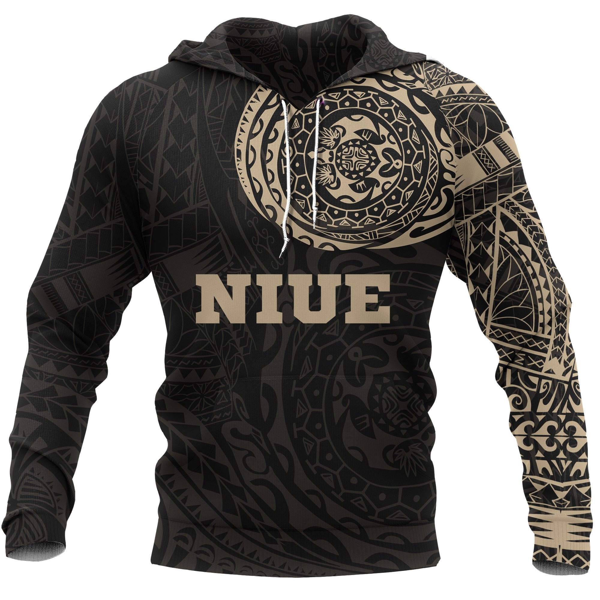 Niue Hoodie Niue Polynesian Tattoo Style Unisex Black-Gold - Polynesian Pride