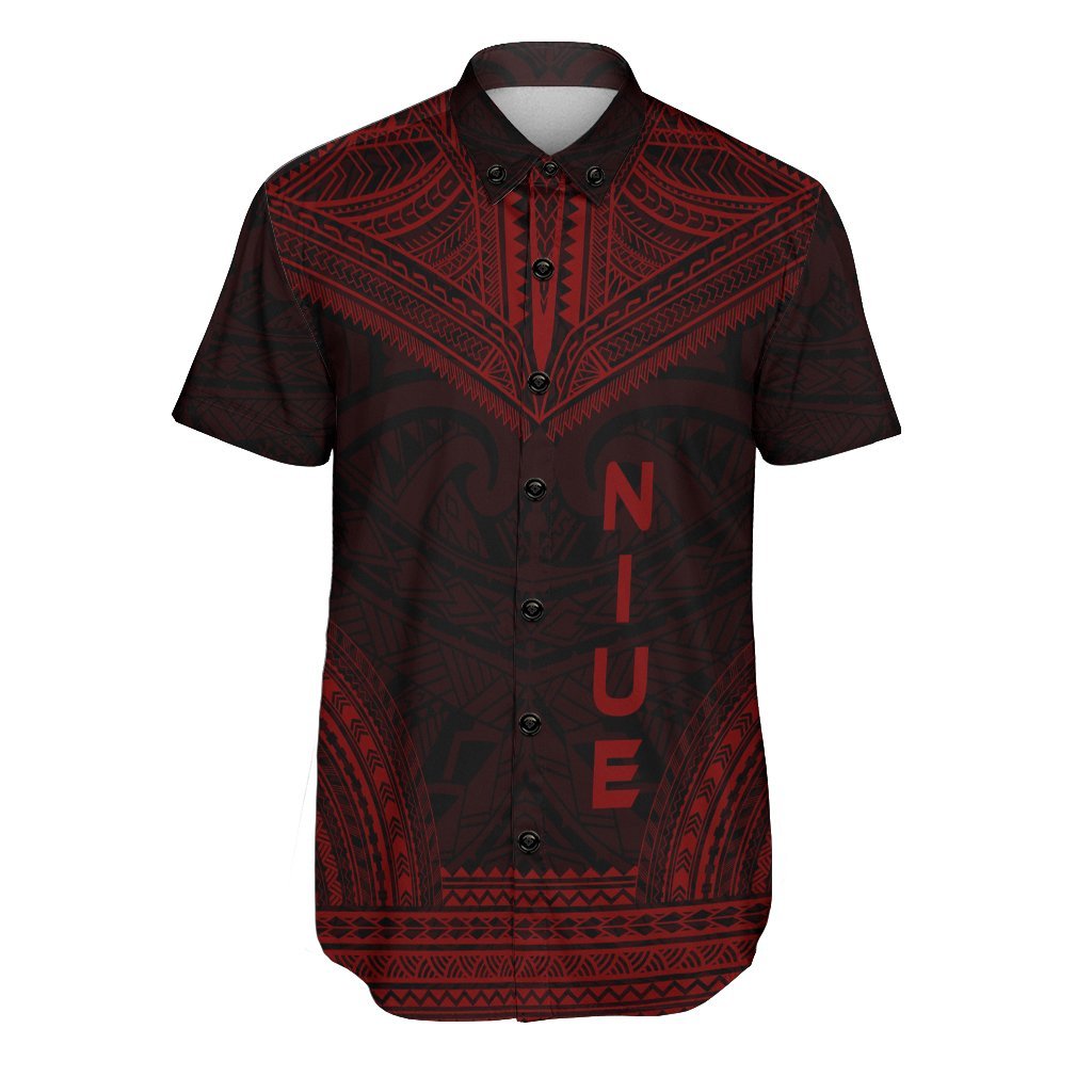 Niue Polynesian Chief Shirt - Red Version Men Red - Polynesian Pride