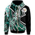 Niue Zip Hoodie Tribal Flower Special Pattern Green Color Unisex Green - Polynesian Pride