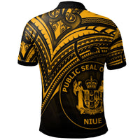 Niue Polo Shirt Gold Color Cross Style - Polynesian Pride