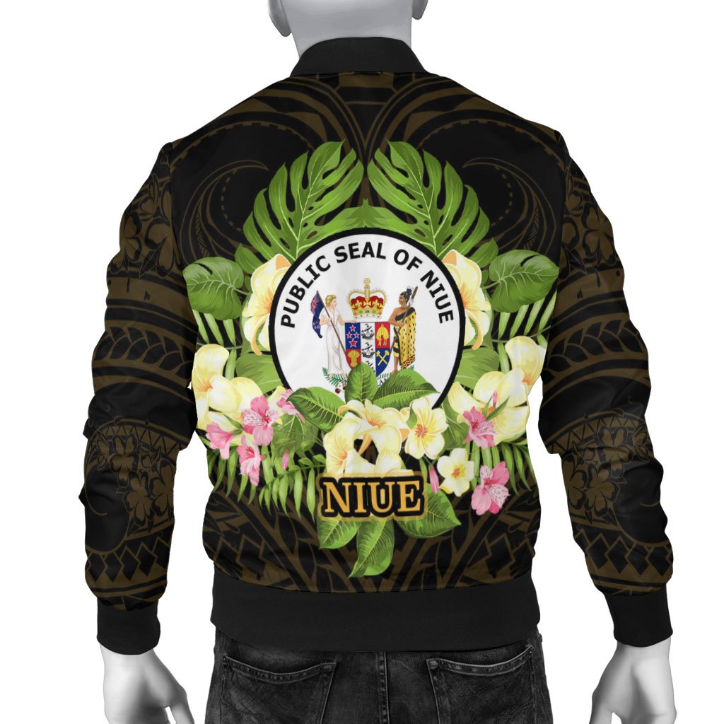Niue Men's Bomber Jacket - Polynesian Gold Patterns Collection - Polynesian Pride