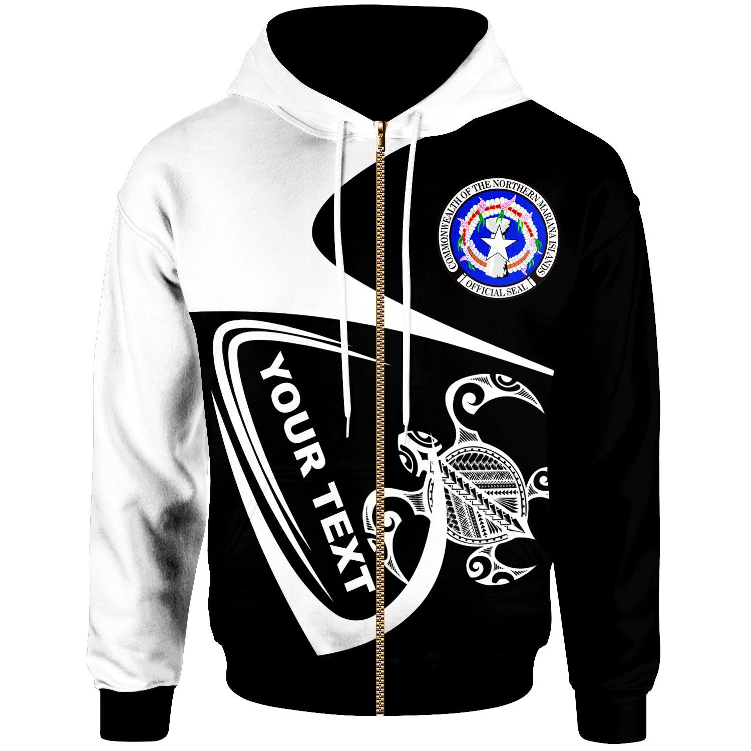 CNMI Custom Zip Hoodie Street Style Unisex Black - Polynesian Pride