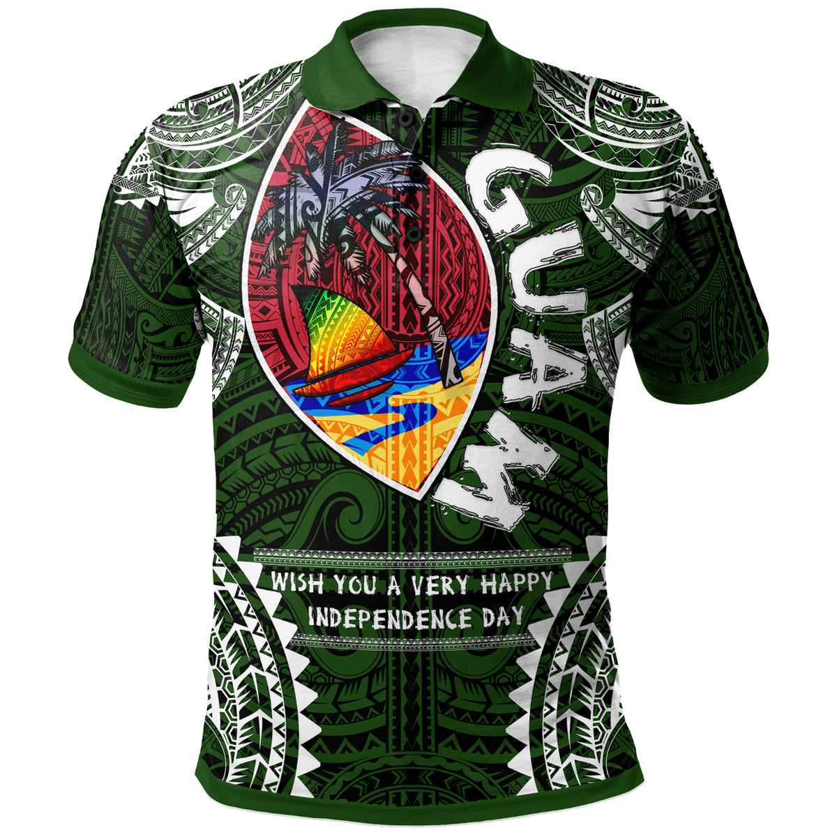 Guam Polo Shirt Custom Guahan Independence Day Wish You A Very Happy Independence Day With Polynesian Patterns LT10 - Polynesian Pride