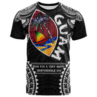 Guam T Shirt Custom Guam Independence Day Wish You A Very Happy Independence Day With Polynesian Patterns LT10 Black - Polynesian Pride