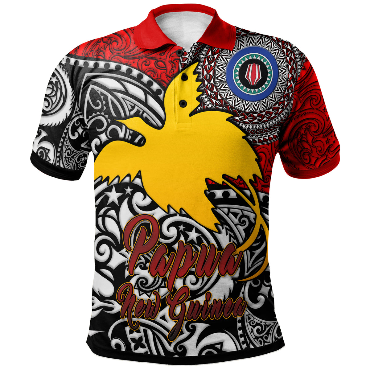Papua New Guinea Polo Shirt Custom Bougainville Of Papua New Guinea With Polynesian Patterns Polo Shirt Art - Polynesian Pride