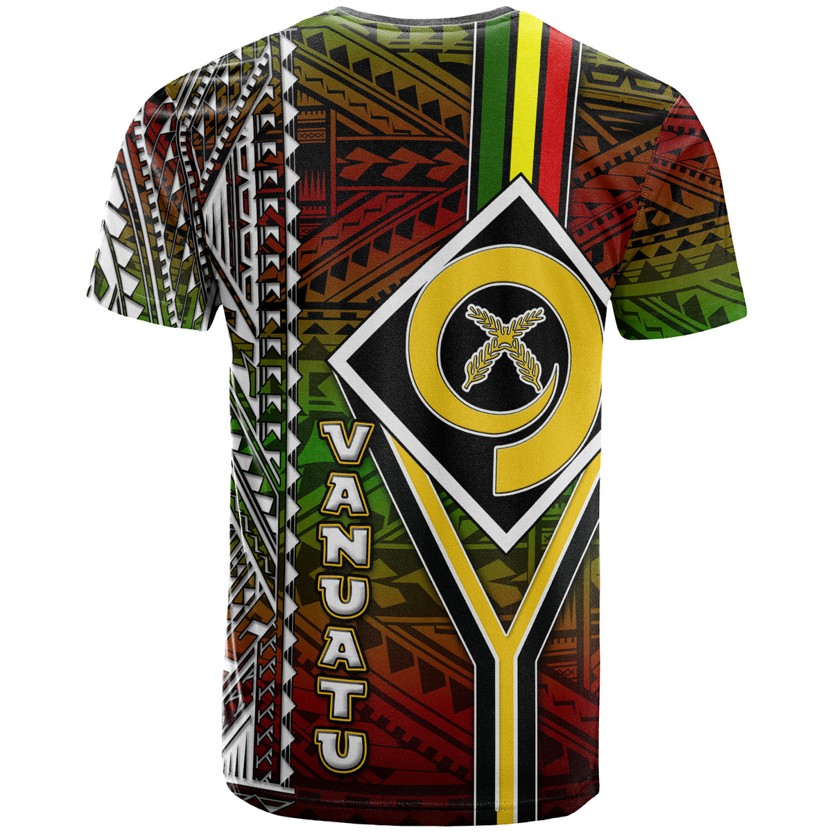 Vanuatu T Shirt Custom Vanuatu Independence Anniversary Flag Style Polynesian Patterns T Shirt LT10 - Polynesian Pride