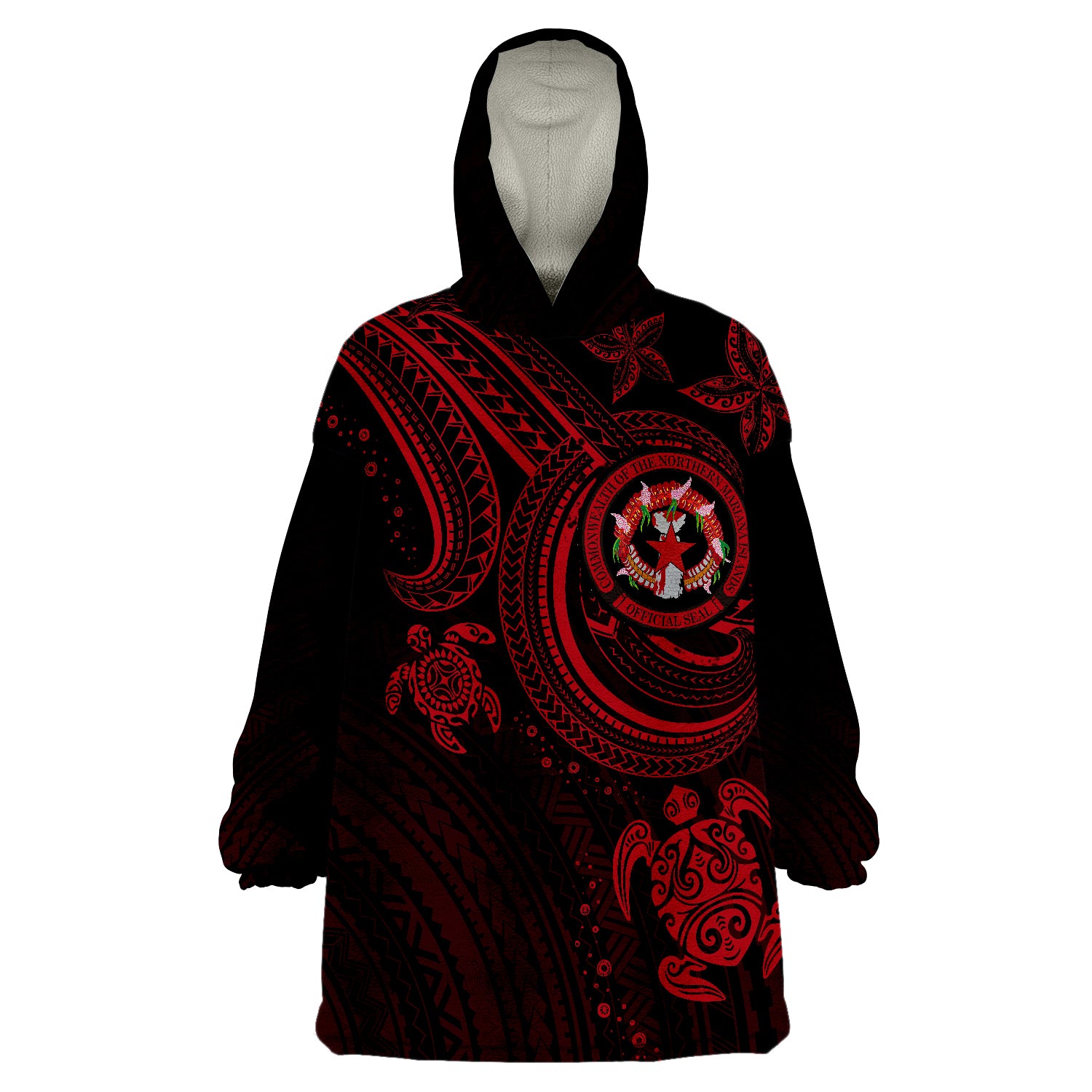 Northern Mariana Islands Red Turtle Wearable Blanket Hoodie LT9 Unisex One Size - Polynesian Pride