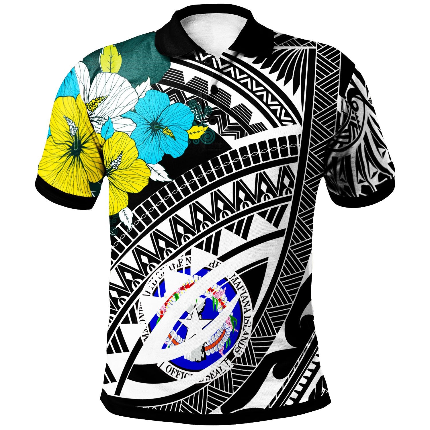 Northern Mariana Islands Polo Shirt Polynesian Pattern Black Color Unisex Black - Polynesian Pride