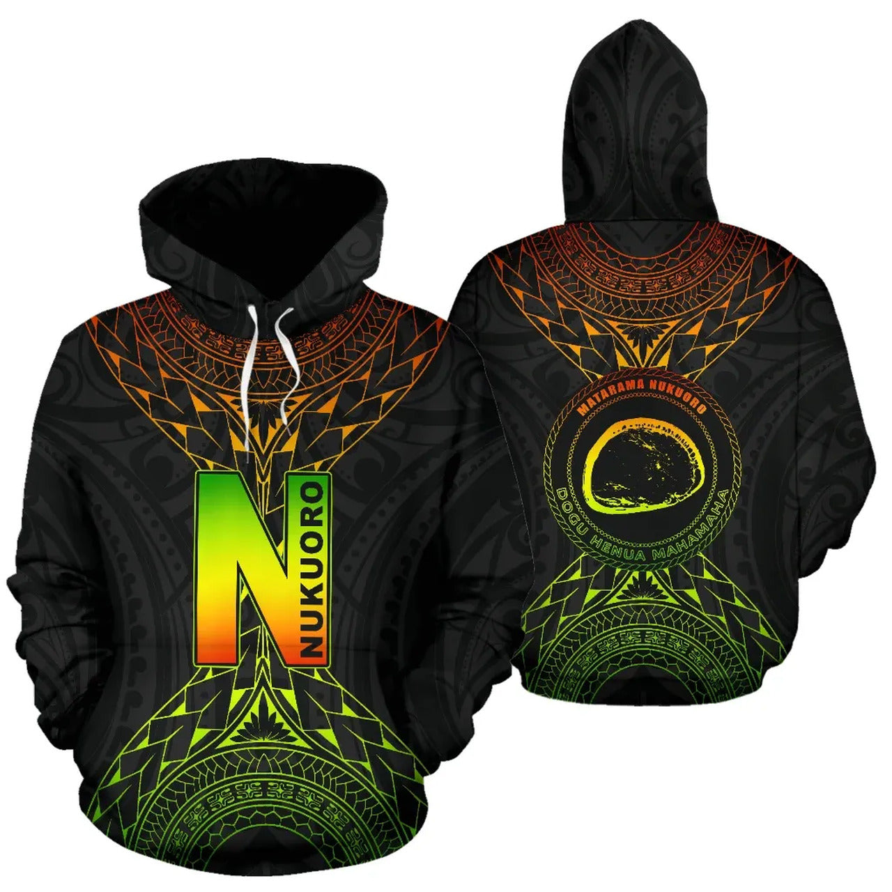 Nukuoro Atoll Custom All Over Hoodie Unisex Reggae - Polynesian Pride