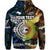 Custom New Zealand Australia Hoodie Maori and Aboriginal Together Blue, Custom Text and Number LT8 - Polynesian Pride