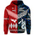 Custom New Zealand Tonga Hoodie Maori and Polynesian Together Blue, Custom Text and Number LT8 - Polynesian Pride