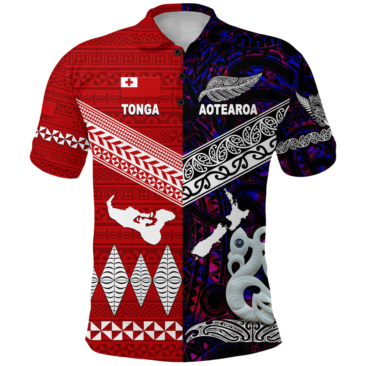 New Zealand Tonga Polo Shirt Maori and Polynesian Together Purple LT8 - Polynesian Pride