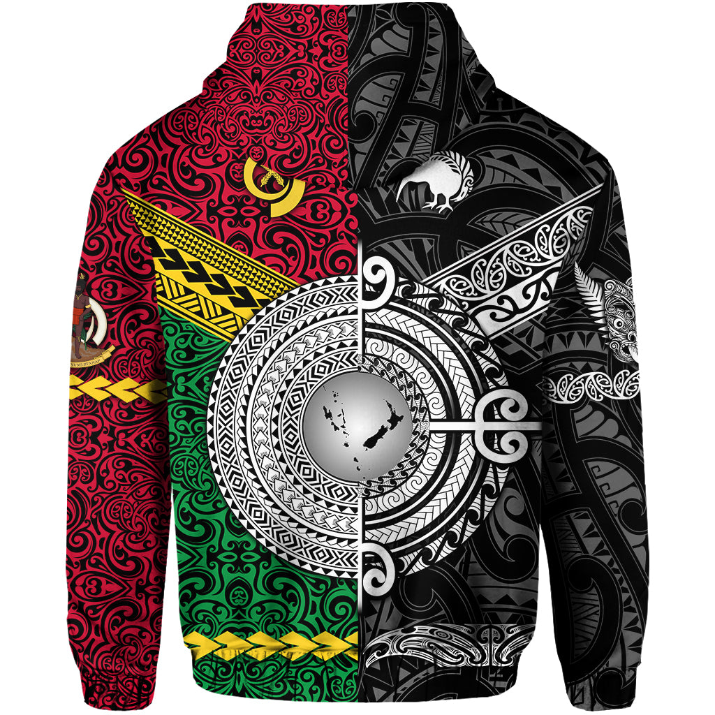 Vanuatu New Zealand Hoodie Together Black LT8 - Polynesian Pride